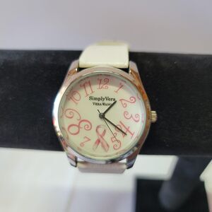 Simply Vera vera Wang 38mm Buckle Band Analog Watch  Breast Cancer Awareness
